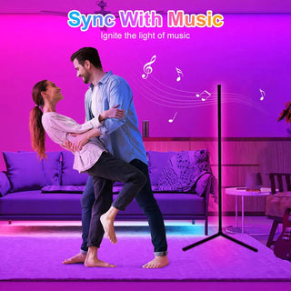 Smart LED RGB Corner Floor Lamp 160cm WiFi App Tuya Compatible - product details sync with music - b.savvi