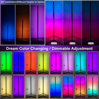 Smart LED RGB Corner Floor Lamp 160cm WiFi App Tuya Compatible - product details colour options - b.savvi
