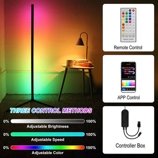 Smart LED RGB Corner Floor Lamp 160cm WiFi App Tuya Compatible - product details 3 control methods - b.savvi
