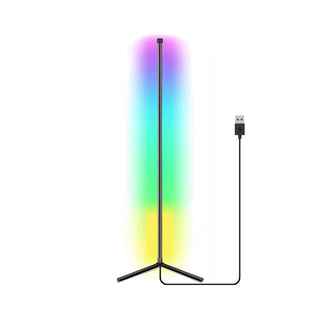 Smart LED RGB Corner Floor Lamp 160cm WiFi App Tuya Compatible - product variant black front angled view - b.savvi