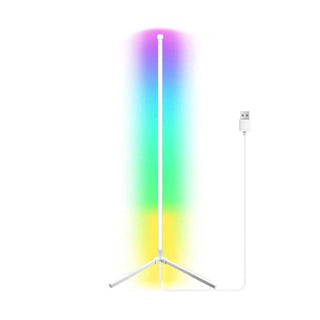 Smart LED RGB Corner Floor Lamp 160cm WiFi App Tuya Compatible - product variant white front angled view - b.savvi
