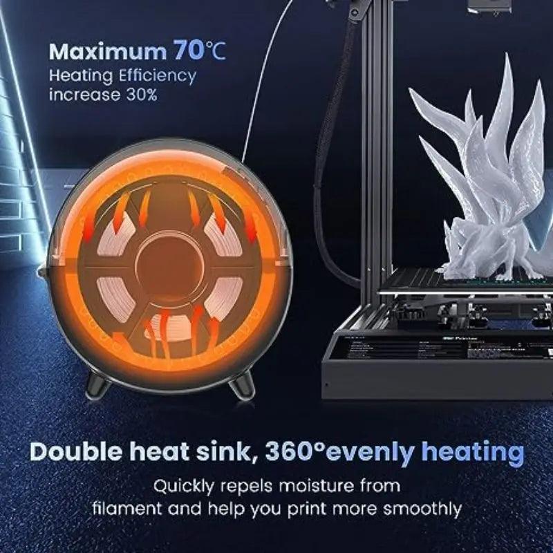SUNLU S2 3D Printer Filament Dryer Box, All-Round Heating with 4.6" Touch Screen - product details max 70 degree - b.savvi