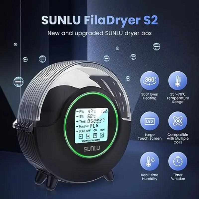 SUNLU S2 3D Printer Filament Dryer Box, All-Round Heating with 4.6" Touch Screen - product details new and upgraded - b.savvi