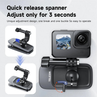 TELESIN 360° Rotation Magnetic Backpack Strap Clip Mount for GoPro Hero, Insta360, DJI OSMO - product details - b.savvi