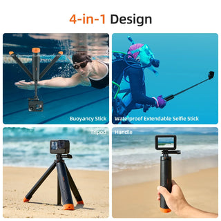 TELESIN 4-in-1 Waterproof Selfie Stick, Floating Hand Grip & Tripod for GoPro, Insta360, DJI OSMO - product details - b.savvi