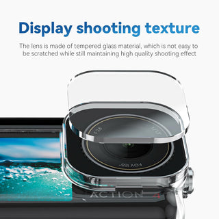Smartwatch with a transparent case on a white background, displaying text about screen protection.
