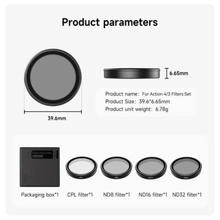 TELESIN CPL ND32 ND16 ND8 Camera Lens Filter Set for DJI OSMO Action 5 Pro 4 3 - product details - b.savvi