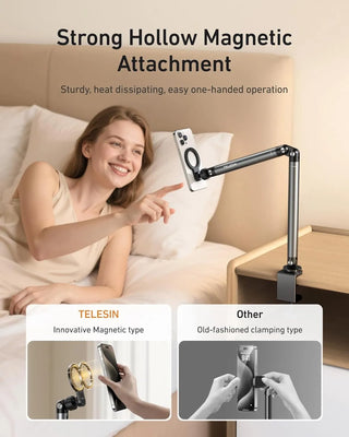 TELESIN Magnetic Phone Holder Clamp for Desk & Bed, 360° Adjustable Rotation Arm - product details - b.savvi