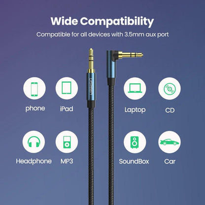 Ugreen 3.5mm 90 Degree Stereo Audio Cable Jack - product details wide compatibility - b.savvi