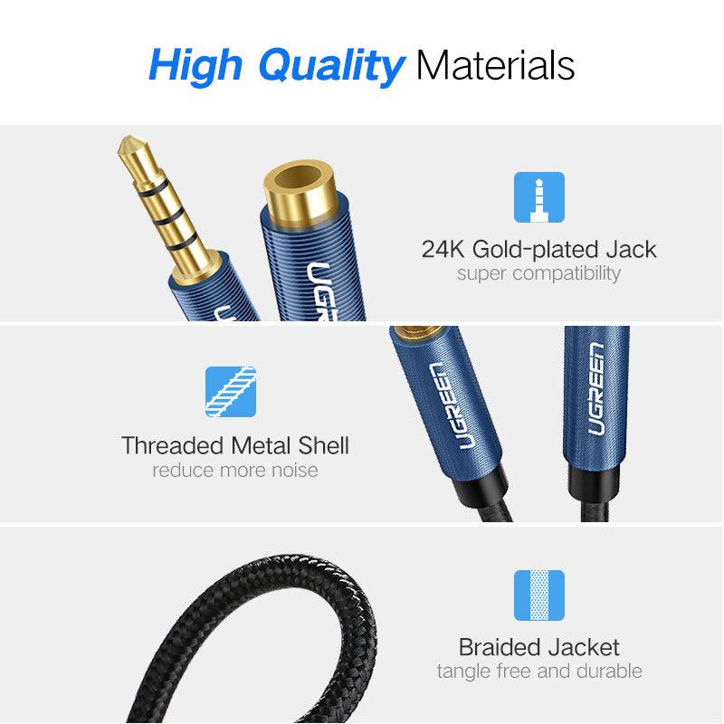 Ugreen 3.5mm Mic Stereo Jack Audio Extension Cable 4-Pole Male to Female - product details high quality materials - b.savvi