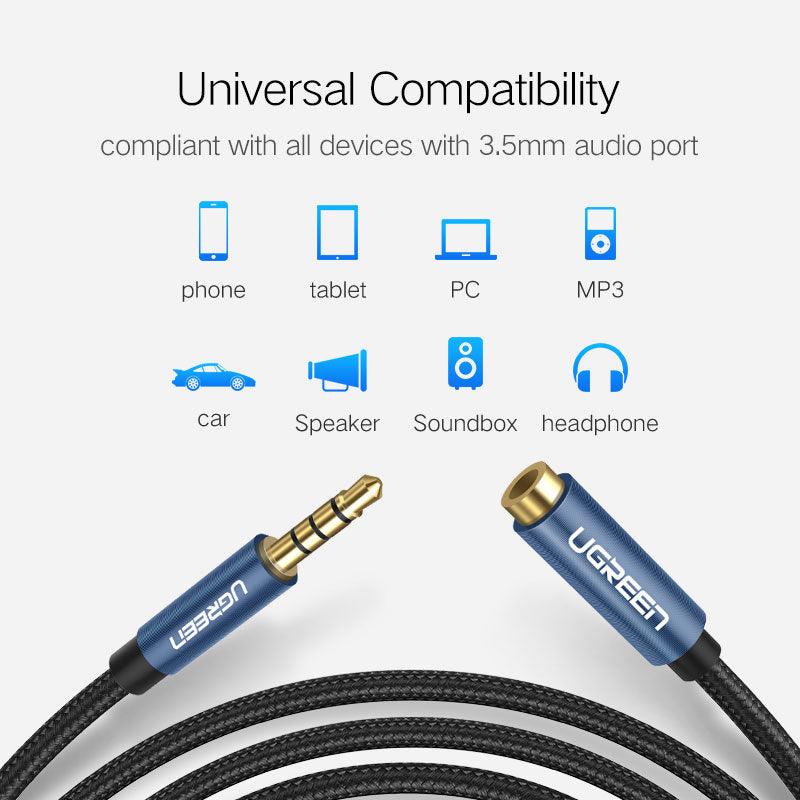 Ugreen 3.5mm Mic Stereo Jack Audio Extension Cable 4-Pole Male to Female - product details universal compatibility - b.savvi