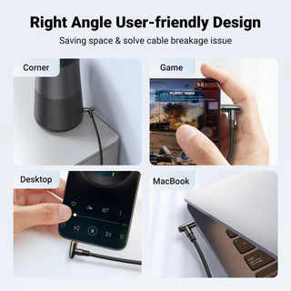 Ugreen 3.5mm Right Angle Audio Extension Cable Mic 4-Pole Male to Female - product details 90 degree design - b.savvi