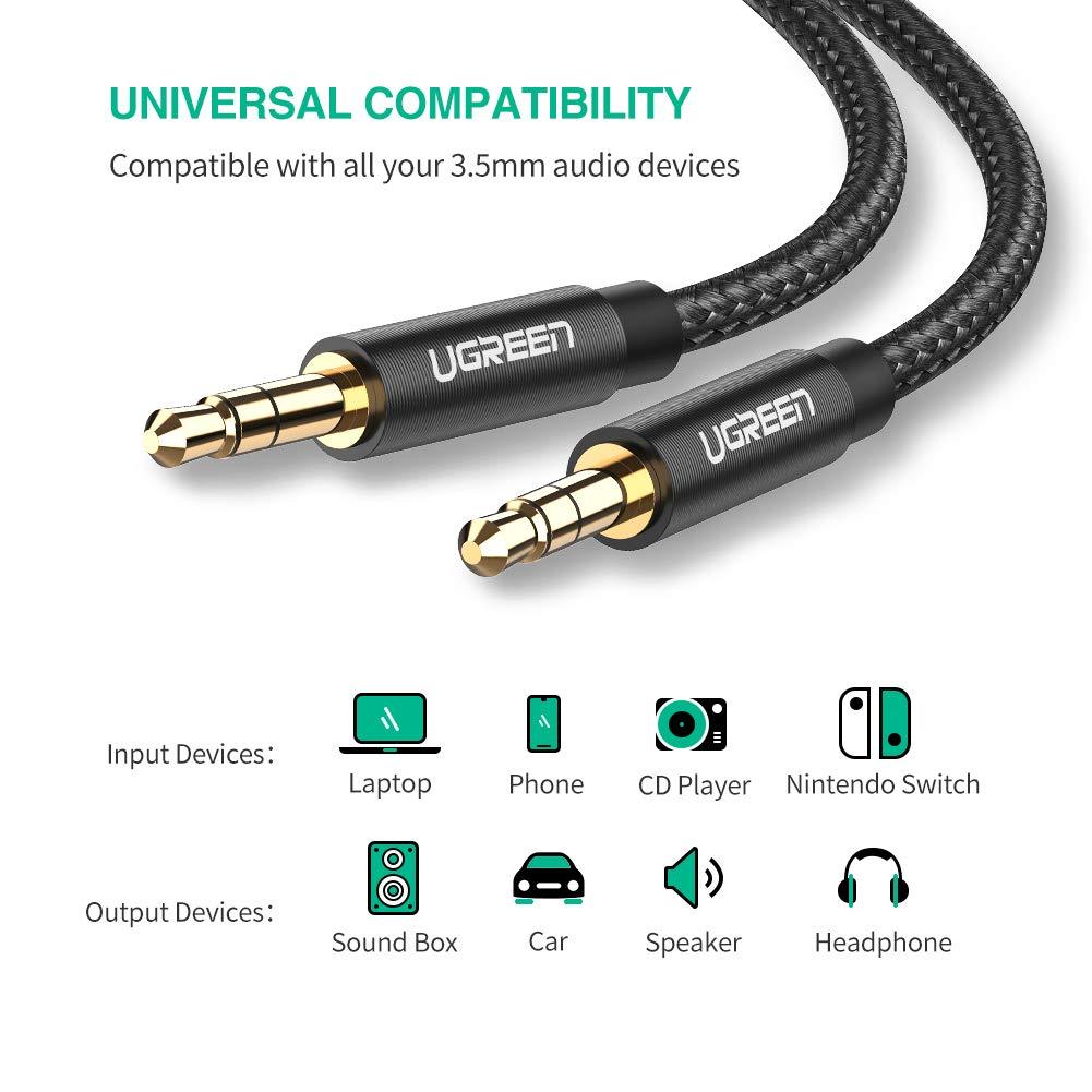 Ugreen 3.5mm Stereo Jack Audio Aux Braided Cable Male to Male - product details universal compatibility - b.savvi