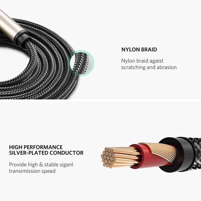 Ugreen 6.35mm to 3.5mm, 1/4 inch to 1/8 Aux Audio Cable - product details nylon braid - b.savvi