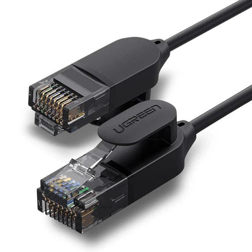Ugreen Cat 6A Ethernet Slim Cable RJ45 4 Twisted Pair Patch Cord - product main black front angled view - b.savvi