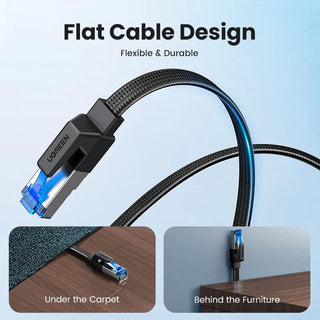Ugreen Cat8 Ethernet Flat Braided Cable RJ45 40Gbps Network LAN Cord - product details flat cable design - b.savvi