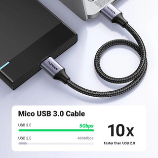 Ugreen Hard Drive Cable Braided USB 3.0 to Micro B 5Gbps 3A HDD SSD - product details 10x faster than usb 2 - b.savvi