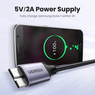 Ugreen Hard Drive Cable Braided USB 3.0 to Micro B 5Gbps 3A HDD SSD - product details 5a 2a power - b.savvi
