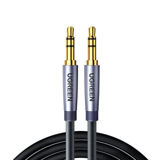 Ugreen HiFi 3.5mm Audio Aux Cable Silver-Plated Male to Male Stereo Jack - product main grey front angled view - b.savvi