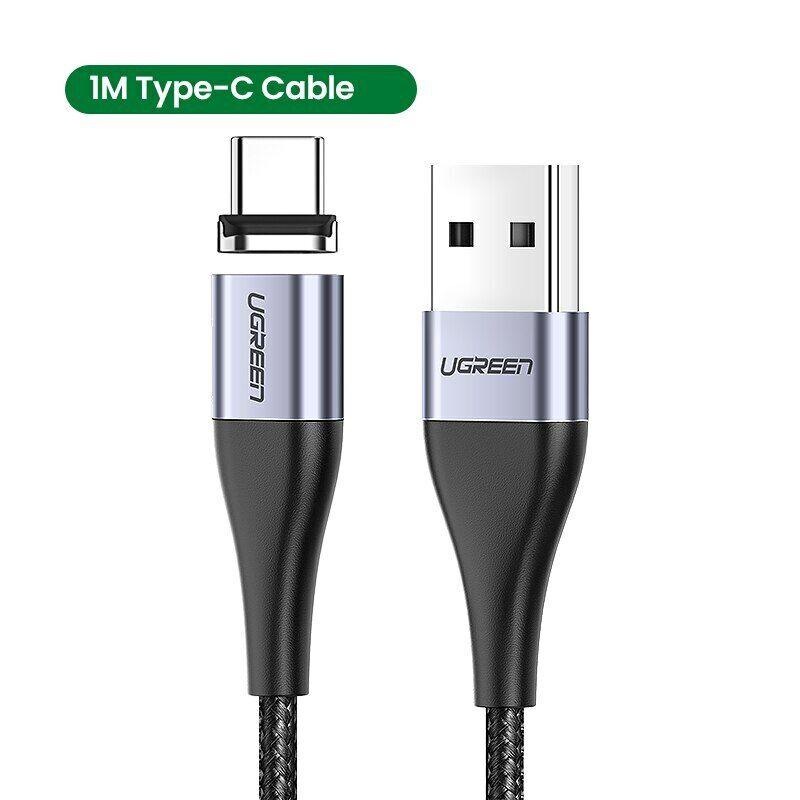 Ugreen Magnetic Reversible USB C & Micro USB Cable - product variant grey front view charger usb c - b.savvi