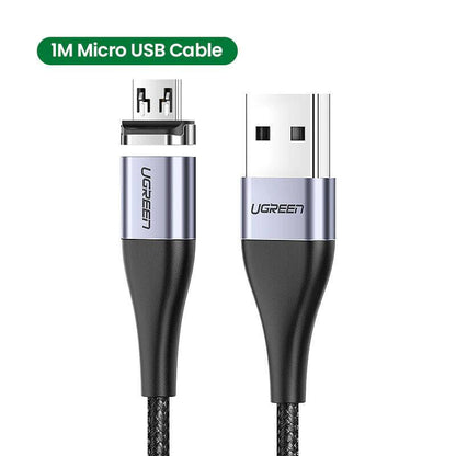 Ugreen Magnetic Reversible USB C & Micro USB Cable - product variant grey front view micro usb - b.savvi