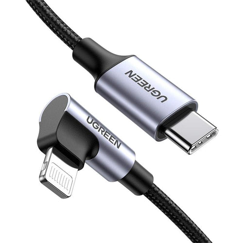 Ugreen MFi-Certified USB C to Lightning Fast Charge Cable 20W PD 3A Charging - product main grey front angled view - b.savvi