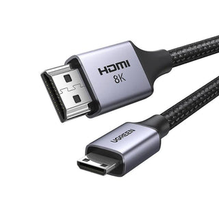 Ugreen Mini HDMI to HDMI 2.1 Cable Male To Male 8K@60Hz - product main grey front angled view - b.savvi