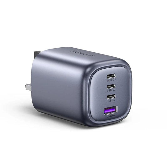 Ugreen Nexode 100W USB C Fast Charger Plug 4-Port GaN Wall Power Adapter - product main grey front angled view - b.savvi