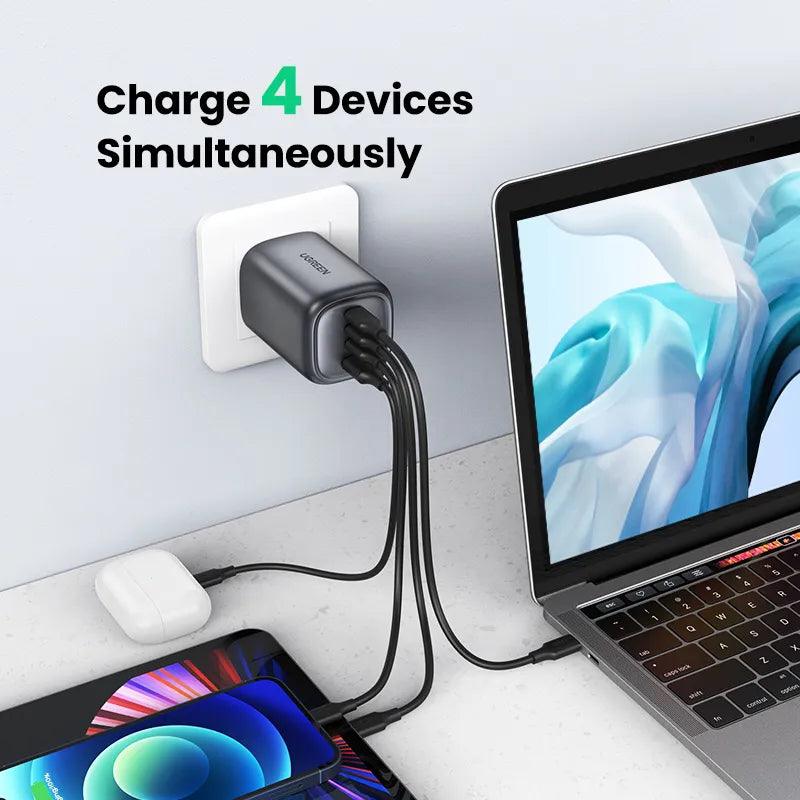Ugreen Nexode 100W USB C Fast Charger Plug 4-Port GaN Wall Power Adapter - product details charge 4 devices - b.savvi