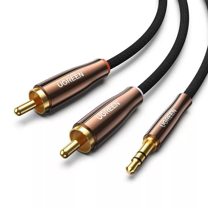 Ugreen RCA Audio Cable 3.5mm to 2RCA Phono Y Splitter - product main Bronze front angled view - b.savvi