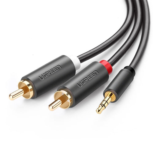 Ugreen audio cable with three connectors on a white background
