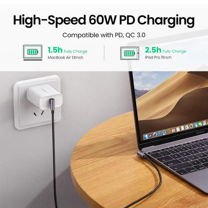 Ugreen Right Angle USB C to USB C Fast Charger Cable 60W PD 3A Charging - product details high speed 60w power - b.savvi