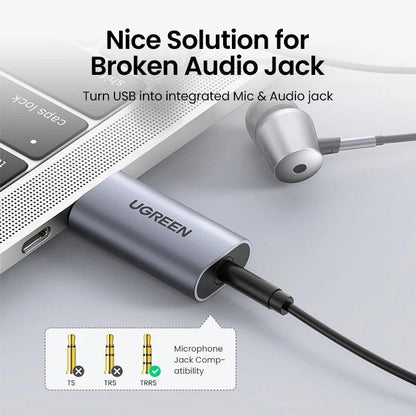 Ugreen Sound Card Audio Adapter USB to 3.5mm Aux External Converter - product details turn usb into mic audio jack - b.savvi
