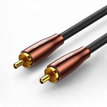 Ugreen Subwoofer RCA to RCA Audio Cable Male to Male Coaxial - product main bronze front angled view - b.savvi