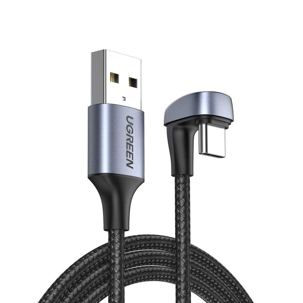 Ugreen U Shape USB C Fast Charger Cable Braided 6A Charging - product main grey front angled view - b.savvi