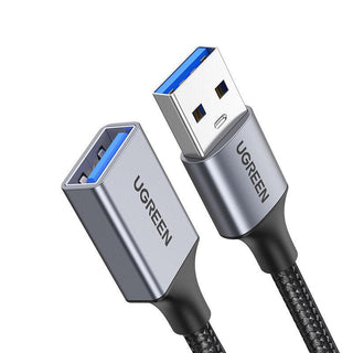 Ugreen USB 3.0 Extension Aluminium Braided Cable Male to Female 5Gbps High Speed Data Extender - product main grey front angled view - b.savvi