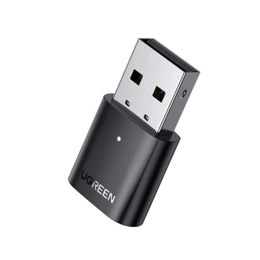 Ugreen USB Bluetooth 5.0 Wireless Dongle Adapter Receiver for PC - product main black front angled view - b.savvi