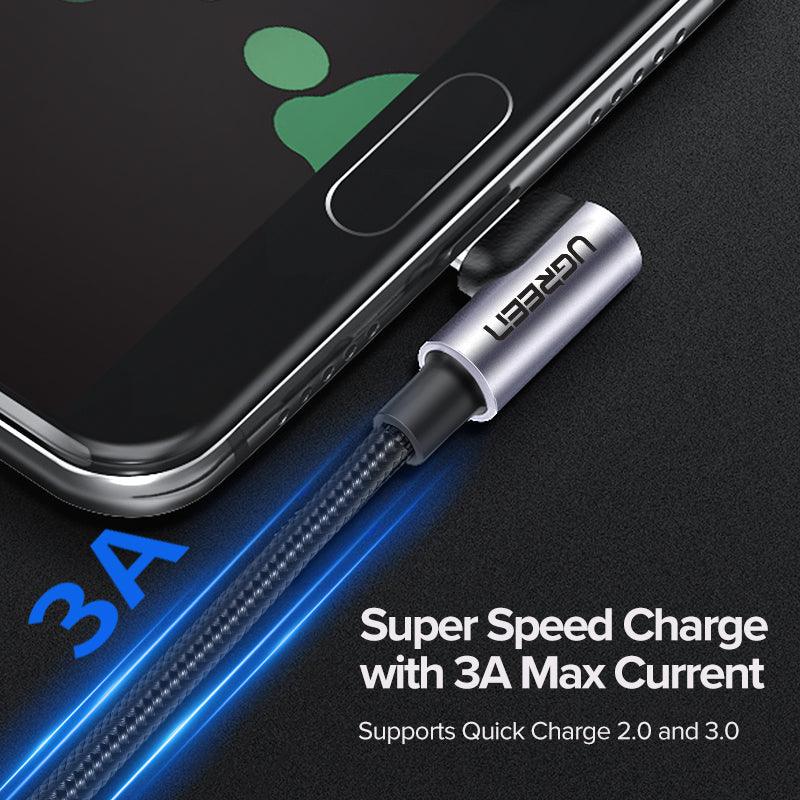Ugreen USB C 90 Degree Cable Data Sync and Fast Charging - product details 3a charging current - b.savvi