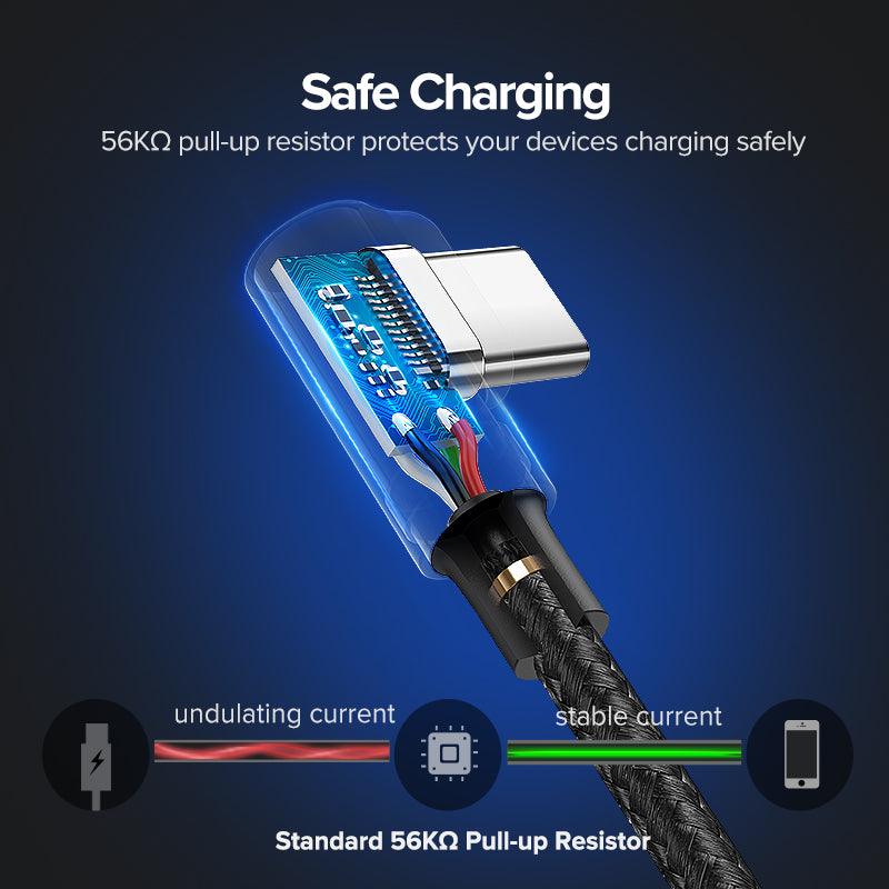 Ugreen USB C 90 Degree Cable Data Sync and Fast Charging - product details safe charging - b.savvi