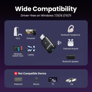 Ugreen USB C Bluetooth 5.3 Adapter aptX HD Wireless Receiver for PS5 PC - product details wide compatibility - b.savvi