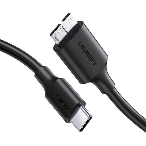 Ugreen USB C to Micro B Hard Drive Cable USB 3.0 5Gbps 3A HDD SSD - product main black front angled view - b.savvi
