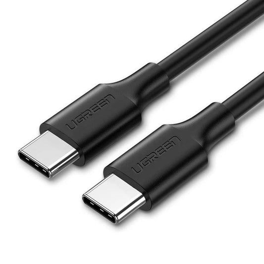Ugreen USB C to USB C Cable Male to Male 60W PD 3A QC3.0 Fast Charge - product main black front angled view - b.savvi
