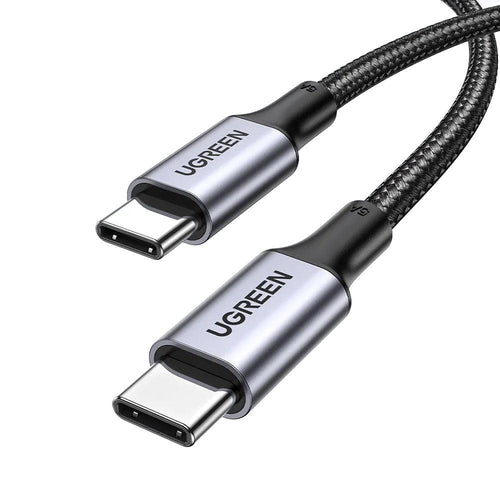 Ugreen USB C to USB C Fast Charger Cable 100W PD 5A Charging - product main grey front angled view - b.savvi