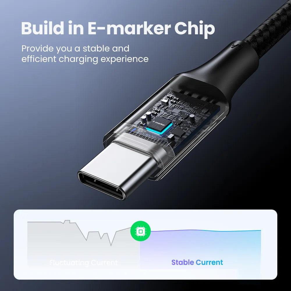 Ugreen USB C to USB C Fast Charger Cable 100W PD 5A Charging - product details built in e marker chip - b.savvi