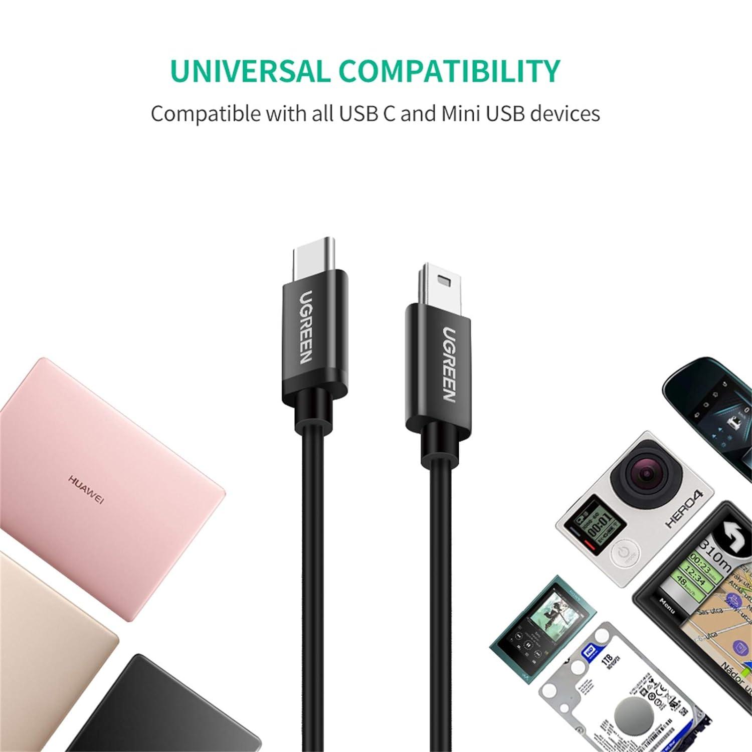 Ugreen USB Type C to Mini USB Cable Sync & Charging - product details universal compatibility - b.savvi