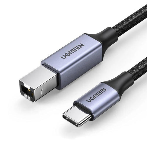 Ugreen USB Type C to USB Type B Printer Cable - product main grey front angled view - b.savvi