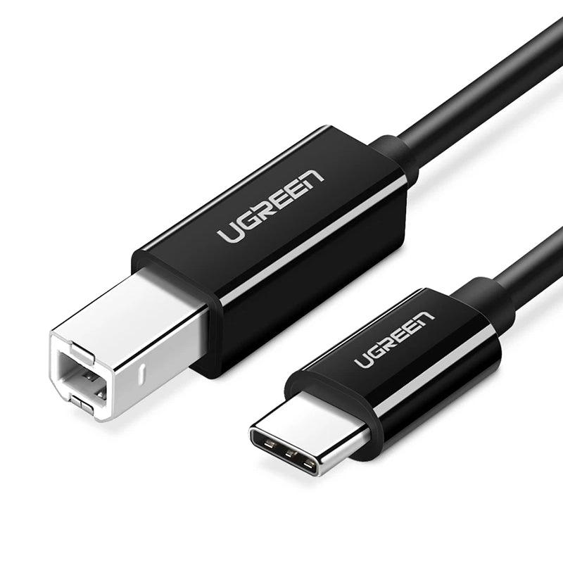 Ugreen USB Type C to USB Type B Printer Cable - product variant black front angled view - b.savvi