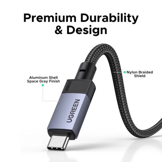 UGREEN cable with text highlighting durability and design features on a white background
