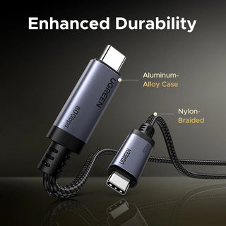 USB-C cable with labeled components on a dark background