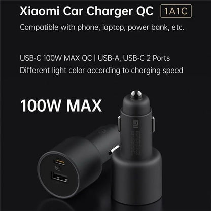 Xiaomi Mi 1A1C 100W 5A Car Charger USB C Dual Port PD QC 3.0 Fast Charging - product details compatible phone laptop power bank - b.savvi